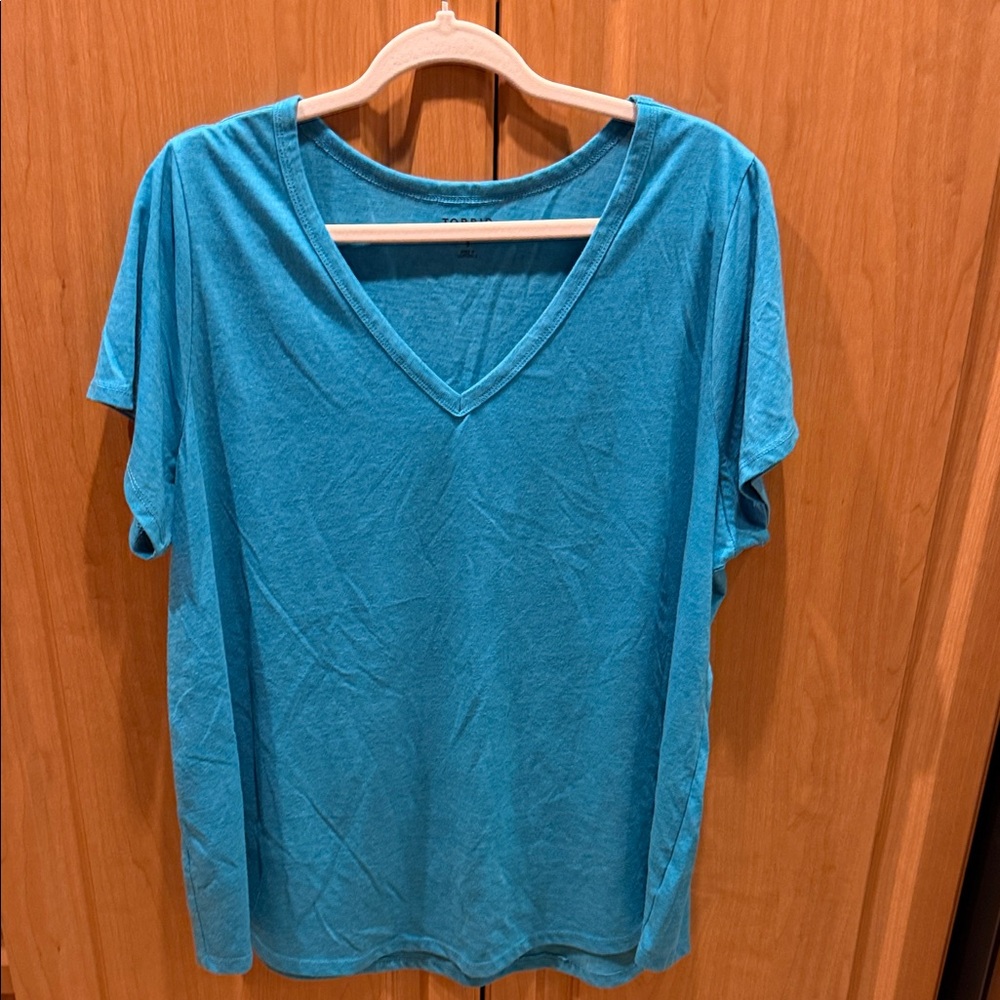 Women's Torrid Blue V-Neck Top Buttery Soft